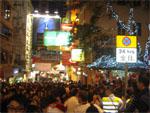 Busy streets of Lan Kwai Fong on Christmas eve